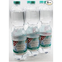 Gut und Günstig Mineral Water Medium, Pack of 6 (6 x 1.5 L) Disposable