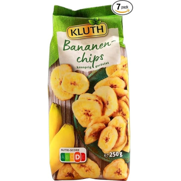 Kluth Banana Chips Crispy Roasted Pack of 7 (7 x 250 g)