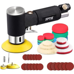 Spta 25 mm, 50 mm, 80 mm random orbital sander, compressed air, angle grinder, polishing machine/polisher with 23 pieces of polishing sponges, polishing pad set and polishing head polishing pad kit