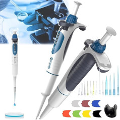 GplHAIN Labor-Mikropipette (0.1μL-10ml), Einkanalige, Einstellbare Pipette –121 °C, Hohe TemperaturbestäNdigkeit, 4-Stelliges Fenster, Mit Volumenschutzsperre + Farbetikett,0.1-1ul
