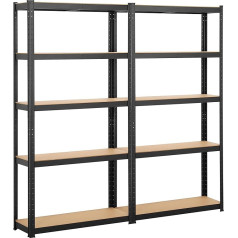 Yaheetech Storage Shelving Heavy Duty Shelving with Adjustable MDF Shelves, Organiser Shelves for Garage, Living Room, Kitchen, Basement Room, 180 x 30 x 180 cm, Black