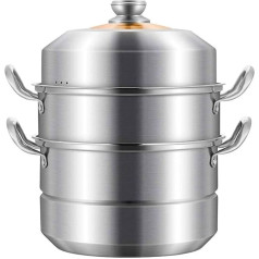 Cooking Pot, Steamer, Stainless Steel Steamer 304 Soup Pot, Multifunctional Steamer 32cm3 Layer Large Commercial Steamer Induction Cooker and Gas Stove