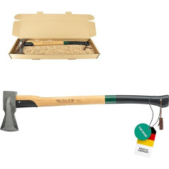 Adler Splitting Axe with Leather Protection: Forged Axe for Split Wood, Wooden Axe with C60 Steel Head and 80 cm Hickory Handle, Outdoor & Forestry Axe with High Splitting Effect, Triple Wedge,