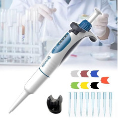 SNBGRYE Laboratory Pipette, Single Channel Pipette (0.1μL-10ml), Fine Adjustable, Inactivated at 121°C, Volume Lockable, for Liquid Transfer, with Pipette Tips, 20 ~ 200 μl