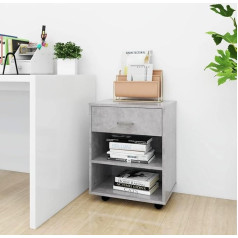 CCCINER Rollschrank Betongrau 46x36x59 cm Holzwerkstoff,Schreibtischcontainer mit Rollen Betongrau Vielseitig und mobil Aufbewahren & Organisieren, Schließfächer