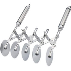 Dough Cutter, Pizza Cutter, Stainless Steel, 5 Wheels, Adjustable Cake Divider, Pizza Cutter, Stainless Steel, for Kitchen Baking