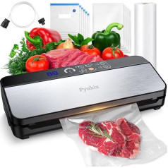 Vacuum Sealer 8-in-1 Vacuum Sealer 80KPA Food Dry/Wet Mode with Built-in Cutter and Bag Storage, Air Suction Hose, Digital Countdown, Bag Roll, 11 Vacuum Bags