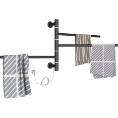 ESOP Bathroom Radiator Electric Black 3 Pole Rotatable Towel Radiator Electric 560 x 410 mm Radiator Heating 304 Stainless Steel Towel Warmer Wall Mounted Towel Dryer
