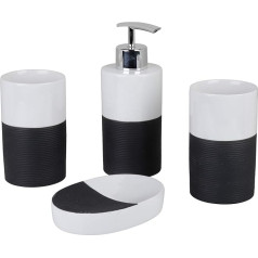 axentia 132584 Bathroom Set, Grey/White, Approx. 22 x 18.6 x 8.6 cm