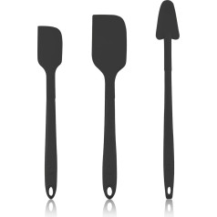 Kochblume Scraper Set - Leftover Spoon L & Design Dough Scraper L & Design Dough Scraper M Set of 3 | Premium Silicone | Heat Resistant | Dishwasher Safe | Colour: Anthracite