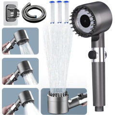 Shower Head with Filter High Pressure Hand Shower with Hose, 4 Jet Types Shower Head Water-Saving with Filtration in 15 Layers, Economy Shower Head with Anti-Limescale Function for Residual Chlorine,