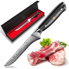Home Safety Damascus Filleting Knife - Damask Boning Knife 14.5 cm Blade Made of 67 Layers Damascus Steel with G10 Handle - Sharp & Balanced