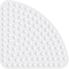 XIYUNTE Shower Mat, Non-Slip Quarter Circle Bath Mat, Corner Shower, Non-Slip Mat, Semicircular with Suction Cups and Drain Holes, 54 x 54 cm, Triangular Shower Mat, Machine Washable, White