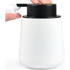 Umlaca Soap Dispenser, Refillable Ceramic Soap Dispenser, 350 ml, Dispenser Suitable for Hand Soap, Shampoo, Shower Gel, Detergent, Kitchen, Bathroom (Matte White Foam Soap Dispenser)
