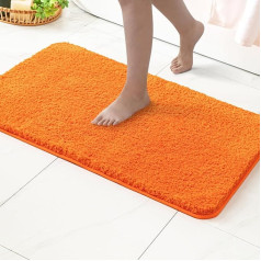 MIULEE Bath Mat Soft Bath Rug Non-Slip Bath Mat Bathroom Mat Bed Rug Fluffy Rug Bathroom Rug Shower Mat for Bath & Living Room Bedroom 40 x 60 cm Orange