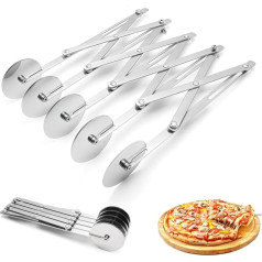Ausstechform aus Edelstahl mit 5 Rädern, erweiterbarer Pizzaschneider, verstellbarer Backausstecher, Teigausstecher, Trennwand
