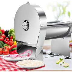 NEWTRY Electric Vegetable Cutting Machine, Disc Shape, 0-10 mm Adjustable for Fruit and Vegetables, Commercial, Stainless Steel, Highly Productive for Catering Companies