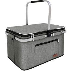 LIQINGG 35L Cool Bag, Shopping Basket, Large Insulated Cooler Basket, Lunch Bag, Thermal Bag for Office, Camping, Picnic, Travel, Inner Bag, Waterproof, Side Support, Upright Hold (Patent Protection)