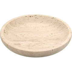 SUMNACON Natural Travertine Round 14cm Jewellery Tray Organizer Earring Storage Tray Decorative Beige Necklace Tray for Bathroom Bedroom Countertop