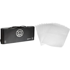 Amazon Basics - Vacuum Sealer 30cm Seam + 10 Vacuum Bags Black & Vacuum Sealer Bags 22cm x 30cm Pack of 50
