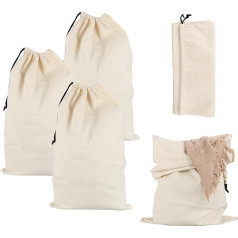 Pack of 5 Laundry Bags 80 x 48 cm Laundry Bag Dirty Laundry Bag Cotton for Dirty Laundry with Drawstring Beige Laundry Hamper Reusable Laundry Bag Caravan