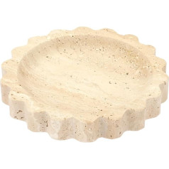 SUMNACON Natural Travertine Wavy Tray, Beige Jewellery Tray, Organiser Small Ornaments, Tray, Earring Tray, Decorative Ring Tray for Dressing Table, Dresser,