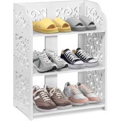 SOULONG 3/4/5 Layer Shoe Cabinet Shoe Rack Stand Baroque Style White (3 Tiers: 40 x 23 x 51 cm)