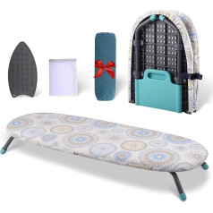 Foldable Ironing Board, Table Ironing Board with Iron Rest, Compact Folding Steam Ironing Board with 2 Covers, Non-Slip Folding Legs, Silicone Iron Rest, Space Saving for Home and