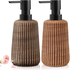 Pack of 2 Ceramic Soap Dispenser, Liquid Soap Dispenser, 400 ml, Refillable Soap Bottle, Washing Up Liquid Dispenser, Soap Dispenser, Modern Hand Soap Dispenser, Lotion Dispenser, Vintage Soap