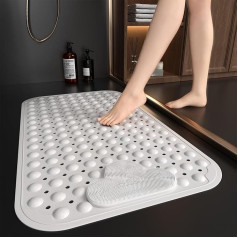 XIYUNTE Shower Mat, Non-Slip Anti-Mould 70 x 40 cm, TPE Non-Slip Shower Mat for Indoor Shower with Foot Massage, Non-Slip Shower Mat with Suction Cup and Drain Holes, Easy to Clean and Clean