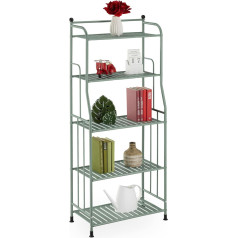 Relaxdays Standing Shelf, Steel, H x W x D: 133 x 56 x 28 cm, Kitchen & Bathroom Shelf, 5 Grid Shelves, Metal Shelf, Standing, Mint