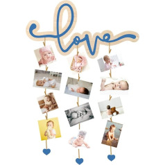 Pekiedo Personalised Multi Photo Frame with Clothes Pegs and Wall Sticker (Love)