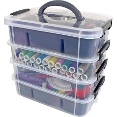 Bins & Things Stacking Boxes Storage Box with Lid, 2 Compartments - Blue - Storage Box for Craft Accessories - Sorting Box for Beads - Art Material Organiser Boxes - Boxes Storage
