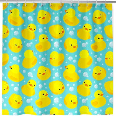 ANHOPE Cartoon Yellow Rubber Duck Shower Curtain Waterproof Anti-Mould Polyester Fabric Shower Curtains 180 x 180 cm Shower Curtains Washable Bathroom Curtain for Bathroom with 12 Hooks