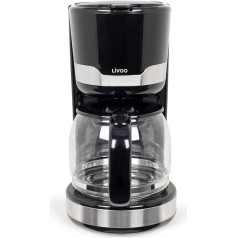 Livoo DOD201 Electric Coffee Machine - Capacity 14 Cups, 1000 W, Reusable Filter, Keep Warm, Anti-Drip System, Colour Black