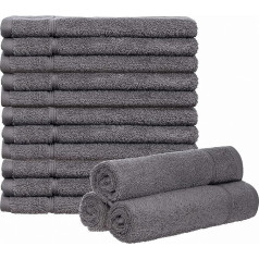 Brandsseller Set of 10 Guest Towels 30 x 50 cm Guest Towels Terry Towel with Hanger Cotton 450 g/m² Bathroom Household - Anthracite