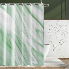 GCIREC Green Marble Stable Shower Curtain, Light Green Mix White Ombre Modern Abstract Wave Luxury Bathroom Curtain Bath Home Decor Waterproof Fabric Machine Washable with 12 Pieces Hooks, 180 x 200