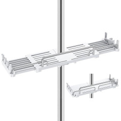 Cosicosy Shower Caddy Hanging Shower Caddy No Drilling Shower Rail Shelf Shower Holder Double Storage for Soap Shampoo Suit 18mm-25mm Shower Rail Adjustable Length (28-44cm)