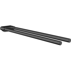 EMCO Flow Double Arm Wall Mounted Towel Rail Rigid Metal Bath Towel Rail High Quality Towel Rail for Two Hand Towels, Black 430mm