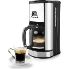 LACOR 69279 Programmierbare Tropfkaffeemaschine 1,8 l 69279-Programmierbare Hausleistung mit Kapazität von 1,80 Litern, 1000 W, Schwarz, Edelstahl