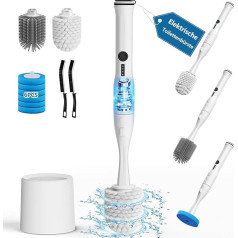 Electric Toilet Brush and Holder, Leebein Electric Toilet Bowl Scrubber Kit with 8 Interchangeable Brush Heads, Disposable Toilet Brush with 6 Cleaning Refills, 2 Grout Brushes
