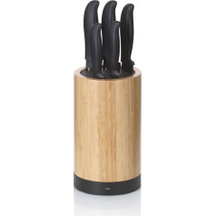 kela Acida 11283 Knife Block Diameter 13 cm Bamboo Black with 5 Non-Stick Coated Knife Steel Knives Polypropylene Handle