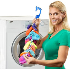 SockDock 2 Pack Sock Laundry Helper, Storage Hangers, Closet Organiser, Easy Clips Locks Paired Socks, Wash & Dry w/o Tie, Mesh Bag, Bin, Basket, Divider or Container, Home/Travel (Dark Blue)