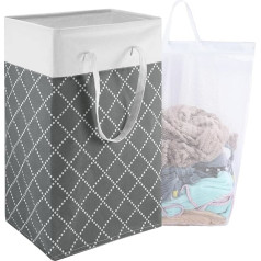 Large Laundry Basket, 75L Collapsible Laundry Basket, Lattice Laundry Basket with Extended Handles, Laundry Basket for Storing Clothes, Toys in Bedroom, Bathroom