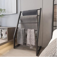 Honiter Bathroom Towel Rack 4 Tier Freestanding Bathroom Towel Rail Black Metal Towel Rack for Ceiling Holder Bathroom Pool Beach Next to Bath or Shower