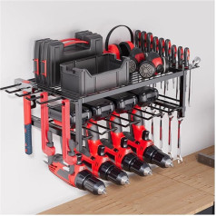 Veitorld Gift for Men, Workshop Tool Organiser for Cordless Screwdriver, Metal Tool Holder Wall for Drill, Drill Battery, Christmas Gift for Men, Dad