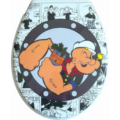 Toilet Seat duroplast with Automatic model Comic Strip removable lid for Cleaning, soft close, slow (Old Version)