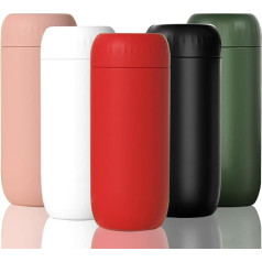 YINJAM Thermal Vacuum Flask 450ml Reusable Stainless Steel Insulated Cup with Leakproof Lid for Hot and Cold Drinks, Red