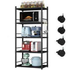 Solerconm 5 Shelves Storage Rack Metal Ladder Stable and Heavy Duty Max 150lbs for Kitchen Bathroom Living Room Office