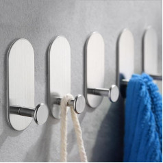 Taozun Towel Holder No Drilling – Pack of 5 Towel Hooks Self-Adhesive Bathroom and Kitchen Hooks Adhesive Hooks (Silver)